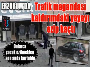 Trafik magandası kaldırımdaki yayayı ezip kaçtı