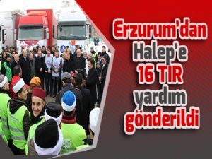 Erzurum'dan Halep'e 16 TIR yardım gönderildi