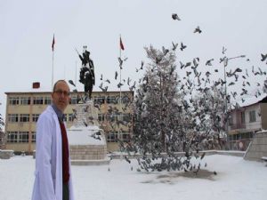 Güvercinleri hayırsever esnaf doyuruyor