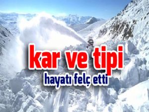 Erzurum'un ilçelerinde kar ve tipi hayatı felç etti