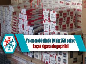 Yolcu otobüsünde 19 bin 250 paket kaçak sigara ele geçirildi