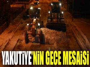 Yakutiye Belediyesi'nin karla mücadelede gece mesaisi