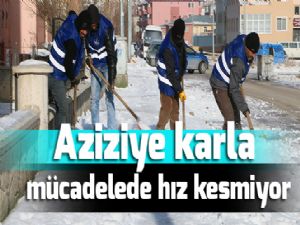 Aziziye karla mücadelede hız kesmiyor