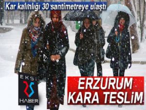 Erzurum'da kara kış yüzünü gösterdi...