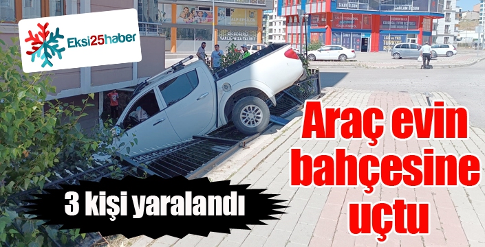 Araç evin bahçesine uçtu...