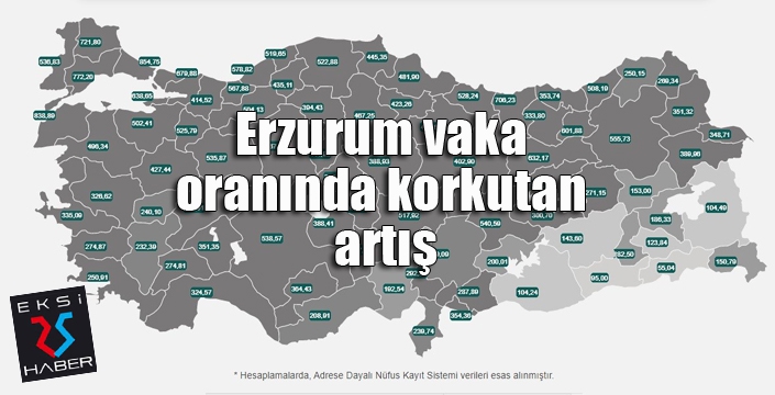 Erzurum vaka oranında anormal artış