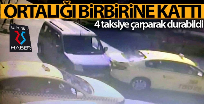 Taksi durağına dalan hafif ticari araç ortalığı birbirine kattı