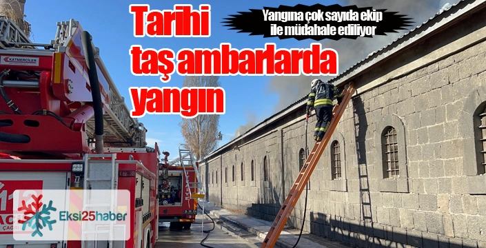 Tarihi taş ambarlarda yangın